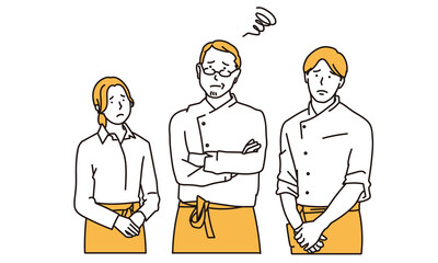 雇用の心配をするアジア人の飲食店店員