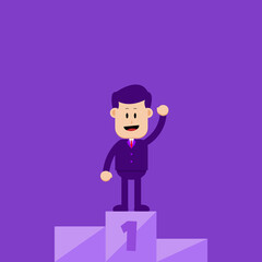 Business concept illustration. A businessman ranks first in business and career. Suitable for business illustration