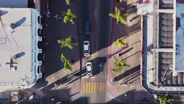 Aerial of Calle Revolucion, downtown Tijuana Mexico