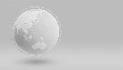 White earth globe with wireframe global network connection, detailed world map design for digital internet communication business 3D technology illustration. Elements of this image furnished by NASA