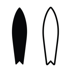 Surfboard collection. Simple solid and outline.Flat design glyph and thin line vector various surf desk icon set isolated on white background. EPS 10.