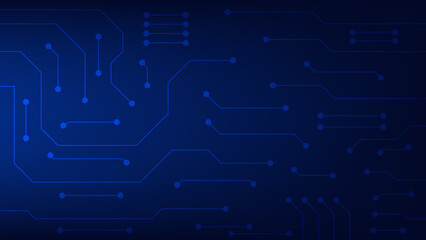 Hi-tech digital circuit board. AI pad and electrical lines connected on blue lighting background. futuristic technology design element concept