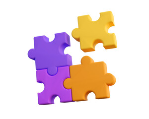 3d jigsaw puzzle pieces. Concept of business problems, education, development and teamwork. 3d high quality render on purple background.