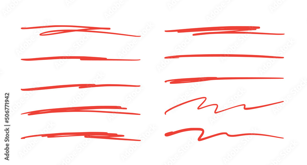 Aufkleber red brush stroke underline. marker pen highlight stroke. vector swoosh brush underline set for accen