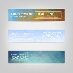 Set of vector business card templates. polygonal style banner design. abstract low poly background