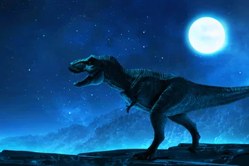  Dinosaur tyrannosaurus rex on top mountain © fotokitas