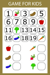 The task is to write in the lost numbers from 1 to 20. Educational exercises for preschool children