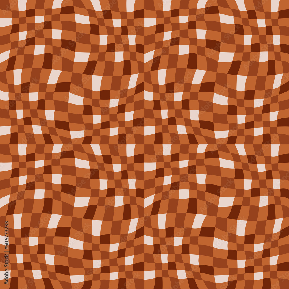 Poster curved brown tiles. vector curved pattern.