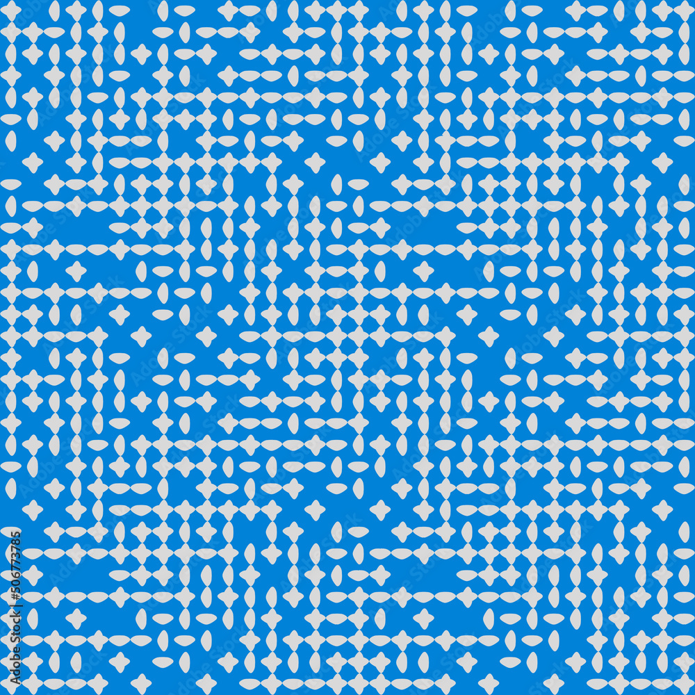 Poster Blue background and white dashes. Vector patterned pattern, dash decor.