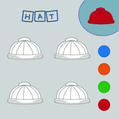 Coloring book of a hat. Educational creative games for preschool children
