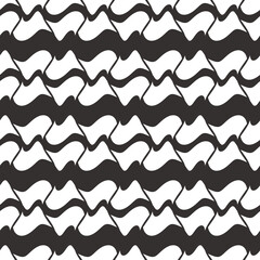 Black and white curved pattern of decorative elements. Repeating elements in a seamless pattern.