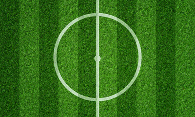 Soccer field in football stadium with line grass pattern and centerline circle. Sports background...