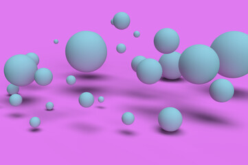 3d render. Matte bubbles on a pink background. 