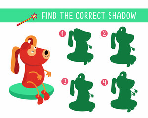 Find the correct shadow. Game for kids. Children illustration.