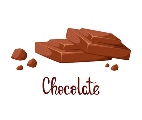 Chocolate bars on a white background. Cartoon design.
