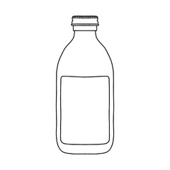 Glass bottle with a metal stopper mockup. Hand drawn vector illustration. It can serve as a layout for future design and publicity of your product.