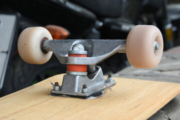 Used skateboard wheel. Skateboard part. Repair skateboard. Rubber wheel.