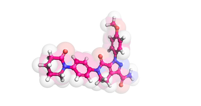 Apixaban molecule. 3D