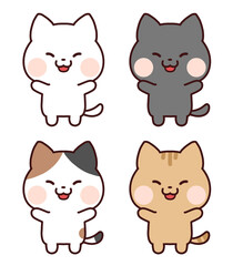 両手を挙げて喜ぶ猫