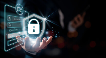 cyber security concept, Login, User, identification information security and encryption, secure access to user's personal information, secure Internet access, cybersecurity.