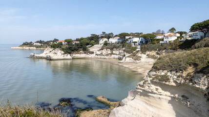 Fototapeta na wymiar bay beach saint palais sur mer of atlantic ocean Meschers-sur-Gironde France