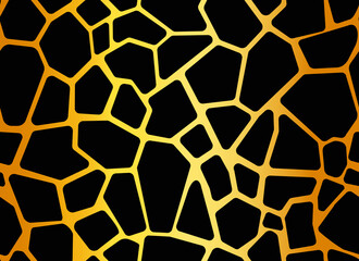 Giraffe skin in golden color seamless pattern. Animal Texture for background. Vector.