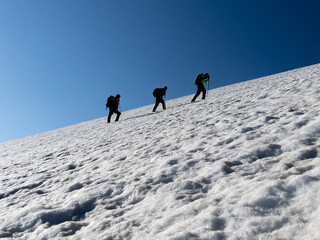the summit climb of the compatible small group of mountaineers in may