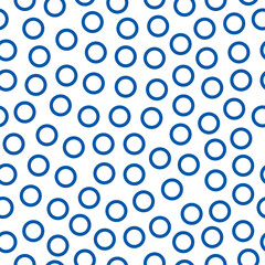 Blue rings seamless pattern with white background.