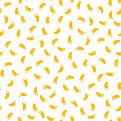 Yellow tiny feet seamless pattern.