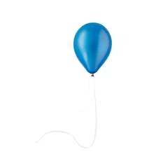 Poster happy air blue flying balloon isolated on white background © Retouch man