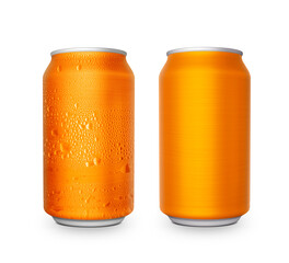 Orange aluminum can on Isolated on a white Background