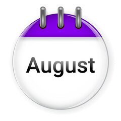 circle 3d calendar august icon - obrazy, fototapety, plakaty