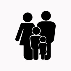 Family silhouette vector logotype. Community group icon. People generation abstract illustration.