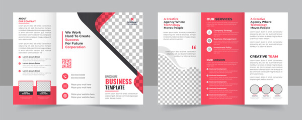 Corporate business trifold brochure template, Creative and Professional tri fold brochure vector design, playful trifold brochure templates