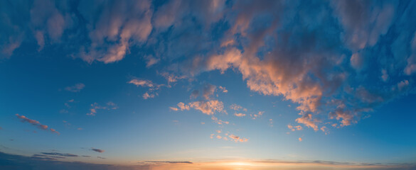 beautiful morning sky or sunset dawn panorama looked like a bright golden sky © welcomeinside