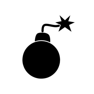 bomb icon vector with simple design.bomb with burning fuse