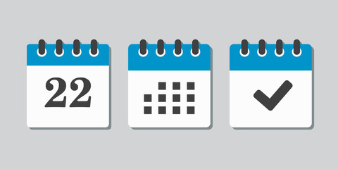 Vector icon page calendar number 22, genda, done