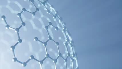 Biotechnology Sphere. Biotech genetic therapy. Concept of science and technology in the world of cells and microorganisms. Light ray, blue style. 3d render