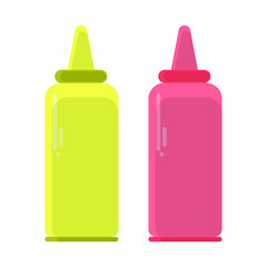 Vector image of bottles for sauce of tomato and mustard