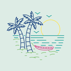 Fototapeta na wymiar Beauty beach for chill graphic illustration vector art t-shirt design