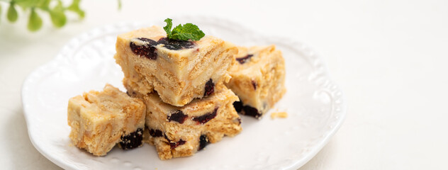 Delicious marshmallow biscuit named snow Q cookies with cranberry dried fruit.