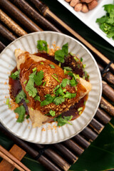Vegetable zongzi. Vegetarian rice dumpling for Duanwu Dragon Boat Festival food.