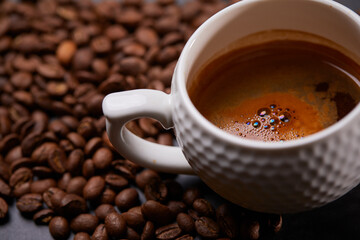 cup with italian coffee, breakfast