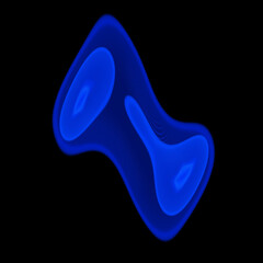 3d rendering abstract glowing blue fractal with neon electricity lines on black background