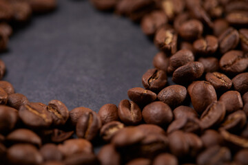coffee beans on the wooden background