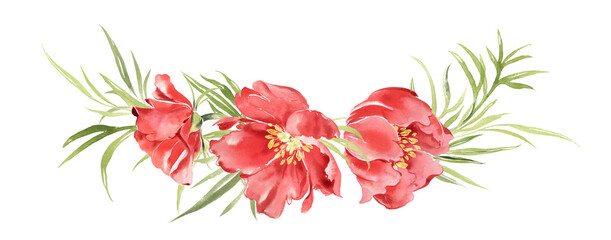 Fototapeta na wymiar Flower arrangement with red peonies.