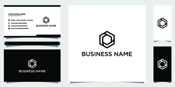 Abstract hexagon logo design with business card tamplate