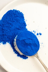 Butterfly pea flower powder or blue matcha, top view