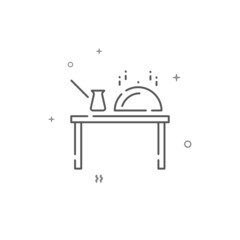 Breakfast on the table simple vector line icon. Symbol, pictogram, sign isolated on white background. Editable stroke. Adjust line weight.