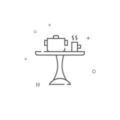 Lunch on the table simple vector line icon. Symbol, pictogram, sign isolated on white background. Editable stroke. Adjust line weight.